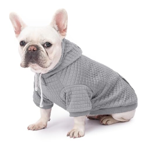 2 Pack Dog Hoodie Sweaters for Small Medium Dogs Warm Dog Clothes for Large Dogs Soft Waffle (Black+Grey / S (Back: 11.5",Chest: 15.5", 11-18lbs))