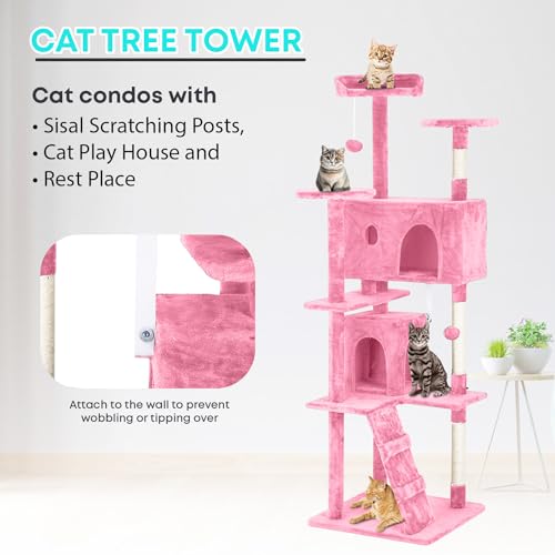 70" Cat Tree Tower (Pink)