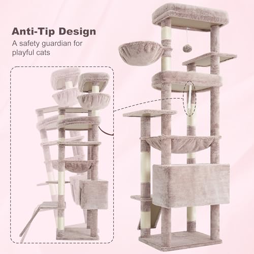 Tall Cat Tree for Large Cat (Rosy Brown / 80 inch)