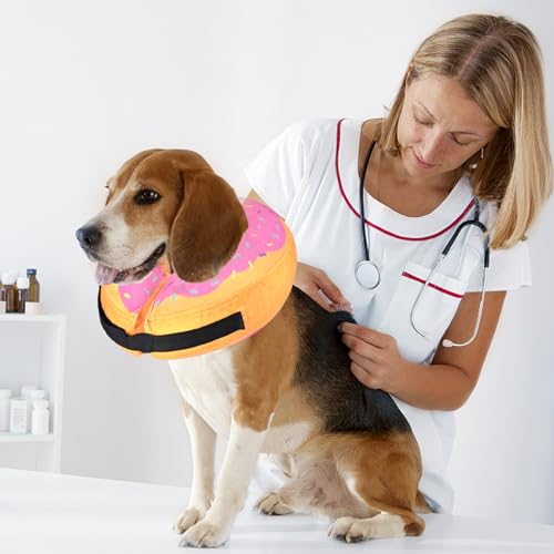 Inflatable Dog Cone Collar for After Surgery (Yellow/Pink Cheese / Small (Neck: 6"-11"))