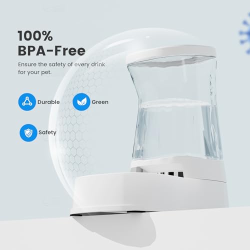 1.0Gal Gravity Automatic Dog Water Bowl Dispenser 100% BPA Free (White)