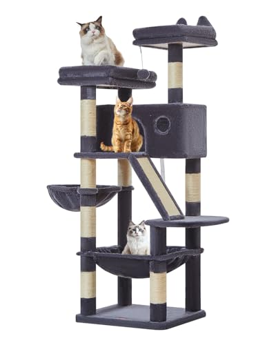 Sturdy Cat Tree (Smoky Gray / 57.5 Inches)