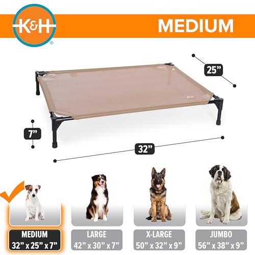 K&H Outdoor Elevated Dog Bed (Tan Mesh / Medium 32"L x 25"W)