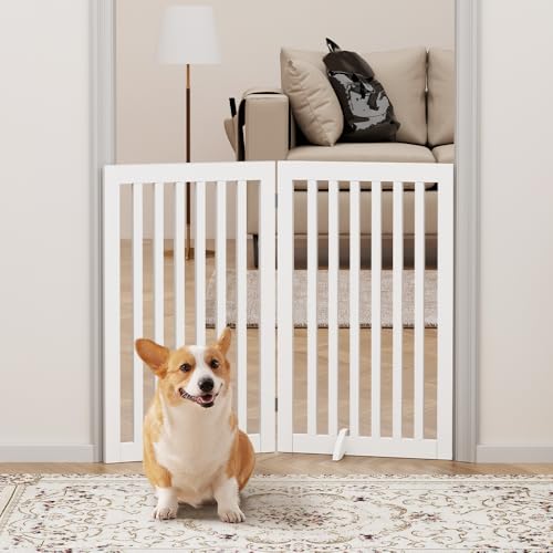 36”H Free Standing Pet Gate for Dog Cat (White / 40"W×36"H)