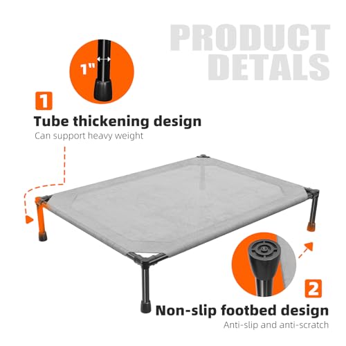 Raised Dog Bed for Large Dogs (42"L x 31"W x 8.5"Th / Grey)