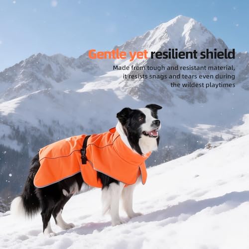 Dog Raincoat Adjustable Dog Rain Jacket Poncho with Leash Hole (Orange / M:33-44 lbs)