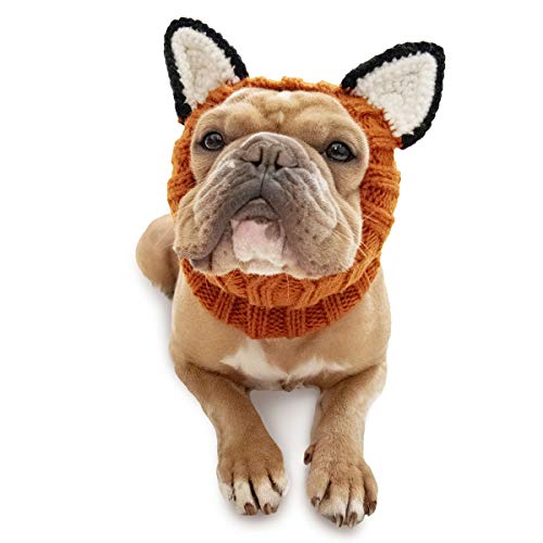 Fox Costume Knit Dog Snood Ear Wrap for Pets (Medium)