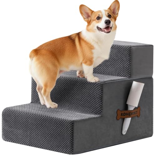 Dog Stairs Steps and Ramp for High Bed & Sofa (Gray / Standard)