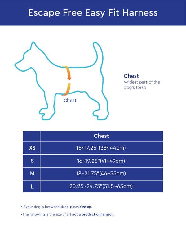 Escape Free Easy Fit Dog Harness (Small chest (16~19.25") / Blue)
