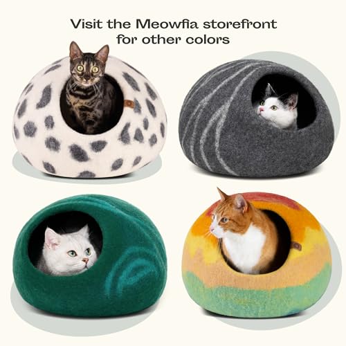 Cat Cave Merino Wool Bed for Indoor Cats (Emerald / Medium)