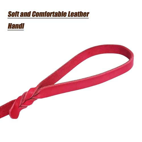 Leather Dog Leash 6ft (6 ft x 3/4 inch / Red)