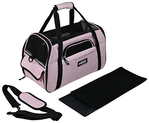 Soft Sided Pet Carrier for Cats & Small Dogs (21.0"L x 12.0"W x 13.0"H / Pink)