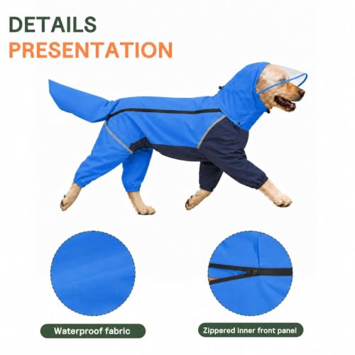 Full Body Dog Raincoat with Detachable Hood (Blue / Small)