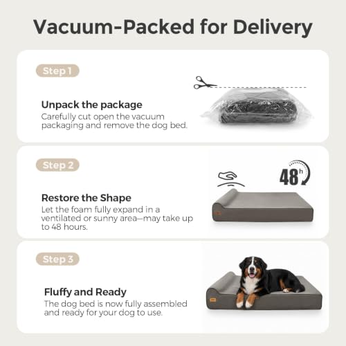 XXL 35D Memory Foam Dog Bed for Extra Large Dogs (XX-Large / Dark Grey)