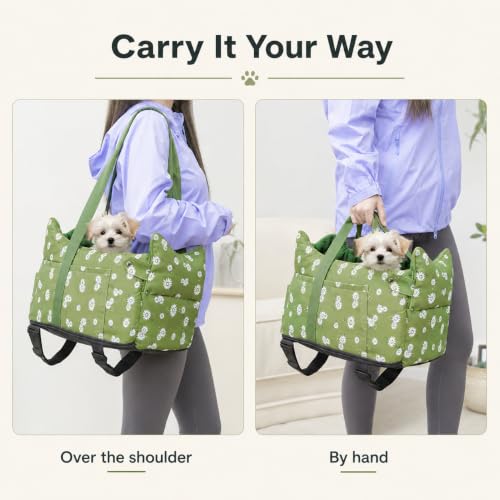 Center Console Dog Car Seat Safe Travel for Small Dogs Under 15 lbs (Light Green)