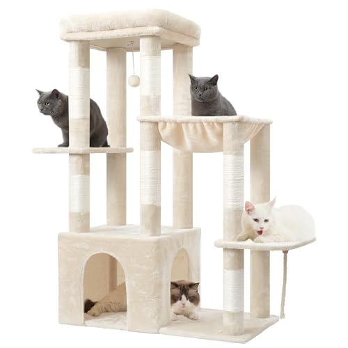 Heavy Duty Cat Tree with Large Base for Large Indoor Cats HCT026M (Beige / L)