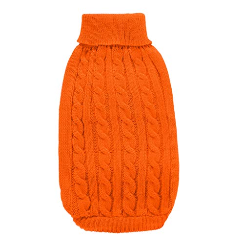 Dog Sweater Soft Warm Turtleneck Knitted Clothes for Small Medium Large Pet (Orange / Small)