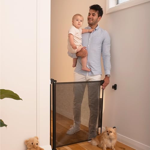 Retractable Baby Gate (Black / 33" Tall x 55" Wide)