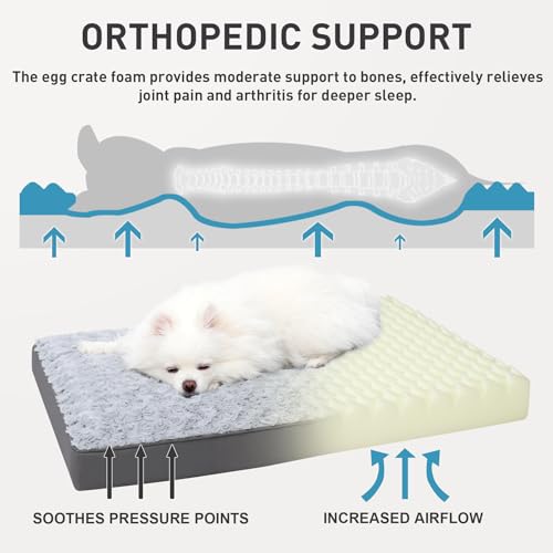Washable Dog Crate Bed Waterproof for Medium Dogs (Light Grey / 29.0"L x 18.0"W x 3.0"Th)