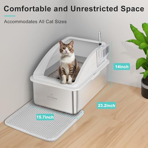 Stainless Steel Litter Box (Silver Grey / XX-Large)