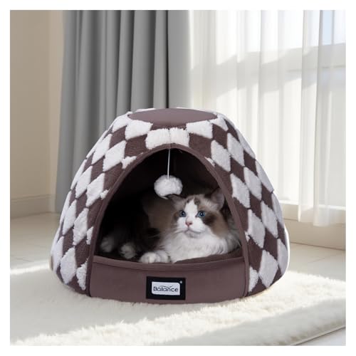 Cat Beds for Indoor Cats (21"L x 21"W x 16"Th / Dark Brown)