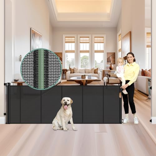 Reinforced 159 Inch Extra Wide Baby Gate for Large Opening with Support Rod (Black / 37" Tall x 159" Wide（ With Reinforced Bar ）)