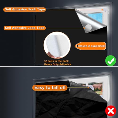 Blackout Curtains 100% Blackout Blinds Window Cover Portable Shades 157x57” (157.5"W x 57.1"L (Pack of 1))