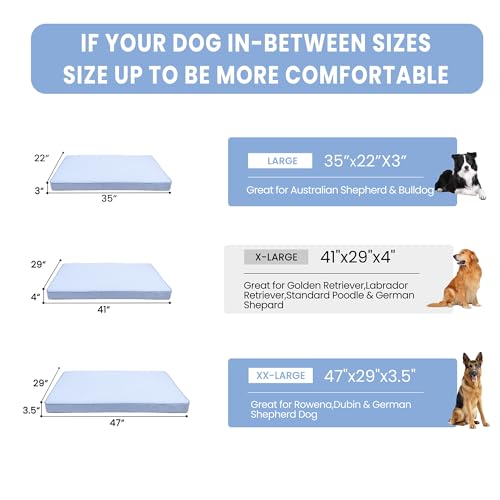 Cooling Dog Bed for Large Dogs (Blue / XX-Large-47"x 29" x 3.5")