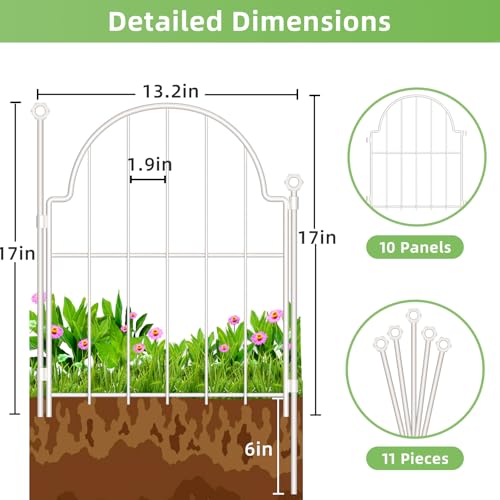 10 Pack White Decorative Garden Fence (White / 17 in(H))