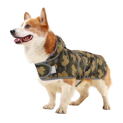 Dog Raincoat Waterproof Dog Rain Jacket with Hood (Camo Ducks / Large)