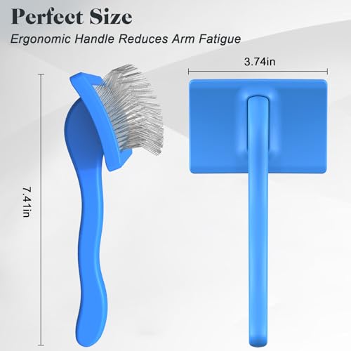2PCS Slicker Brush for Dogs & Pet Comb (Blue / Medium)