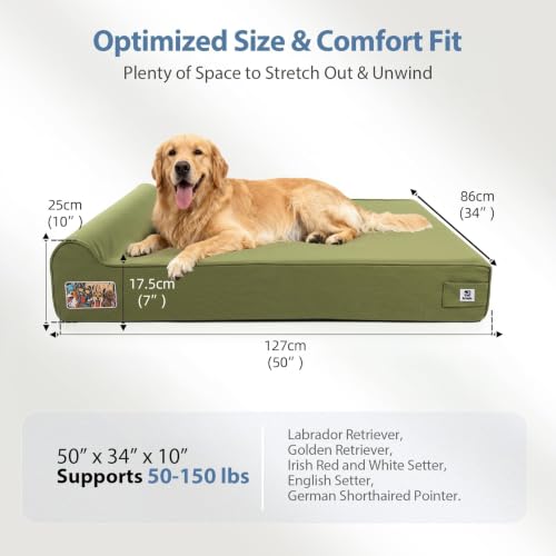 Orthopedic Dog Beds for Extra Large Dogs (XX-Large / Canvas-Green)