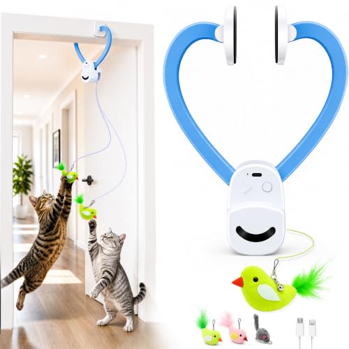 Interactive Doorway Cat Toy (Blue)