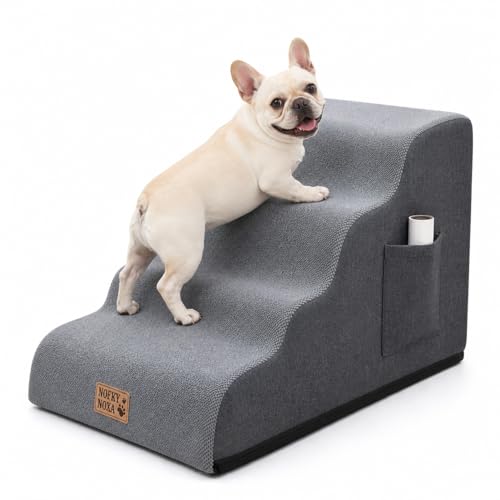 4 Step Dog Stairs for Small Dogs & Cats (Grey / (Mini) Round-13.8"H)