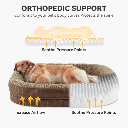 Orthopedic Dog Bed for Extra Large Dogs (Brown / 48"l X 35"w X 7.5"th)