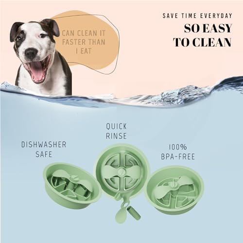 Slow Feeder Dog Bowls for Large Breed (Petal Feeder Green / 2.5 Cup - Fit 7.5-7.7'' Feeder Holes)