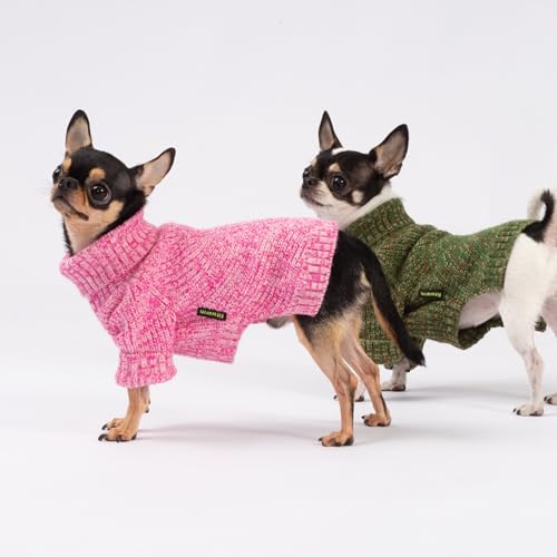 Knitted Turtleneck Dog Sweater (Large / Heather Pink)