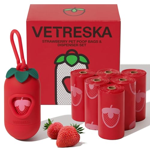 Dog Poop Bag Dispenser with Strawberry Scented Bags (Strawberry / 1 Count (Pack of 105))