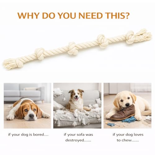 Dog Rope Toys for Large (5 knots (Pack of 2))
