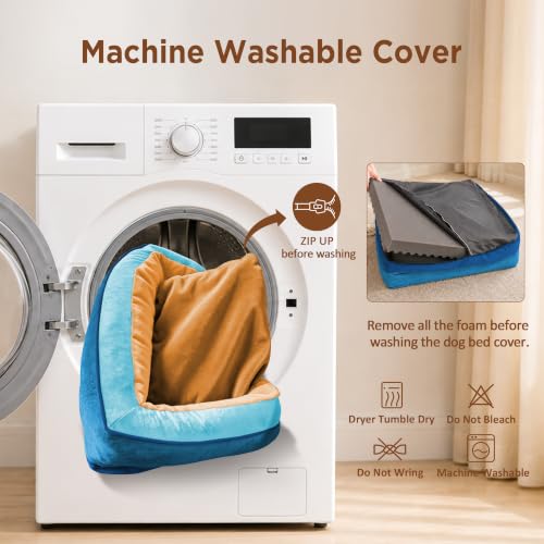 Orthopedic Dog Bed for Extra Large Dogs with Bolster (42.0"L x 30.0"W x 8.5"Th / Golden Harbor)