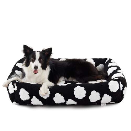 Medium Dog Bed Medium Size Dog (Cozy Clouds Black / M (30"x24"x8"))