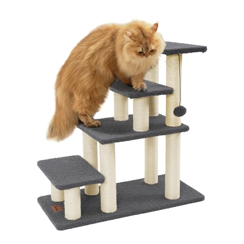Dog Stairs & Cat Scratching Post Pet Steps for High Bed Couch (4-Steps)