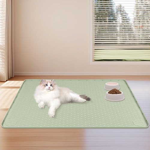 Dog Food Mat 40''x28'' Extra Large Dog Mat for Food and Water (40"L x 28"W / Green)