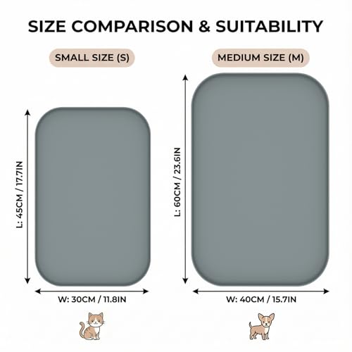 Waterproof Silicone Pet Feeding Mat Grey with Raised Edge (60 x 40 cm / Grey)