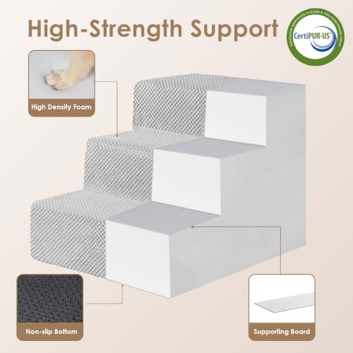 Dog Stairs 13.5" H (Light Grey / Extra Wide 16.5" x 21" x 13.5")