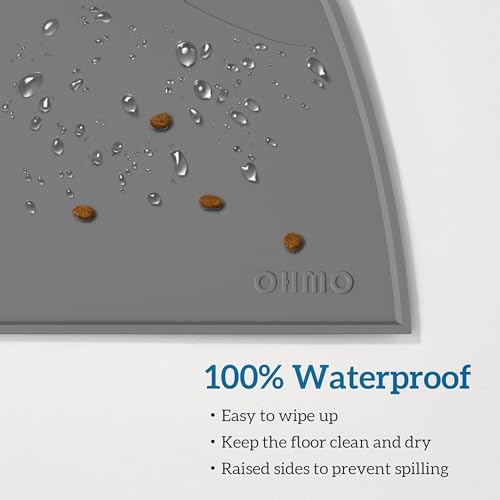 Cat Food Mat Silicone Pet Feeding Mat (18"L x 10"W / Dark Grey)