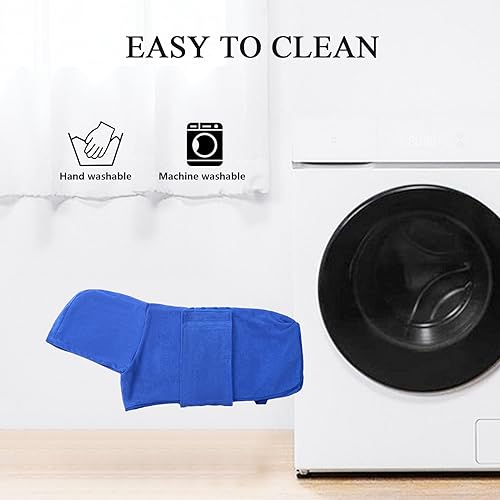 Dog Drying Coat with Hood for After Bath Bathrobe Towel Dog Drying Coat for Wet Walking in Rain (Medium / Blue(Pineapple grid Hood))