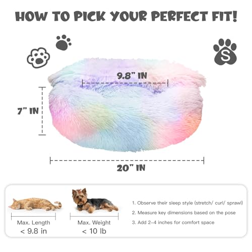 Covered Small Dog Bed with Blanket Attached Calming Burrow Multicolor (20.0"L x 20.0"W x 7.0"Th / Multicolored)