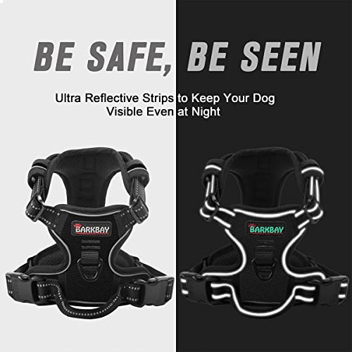 Dog Harness No Pull for Large Dogs Front Back Clips (Large(Chest:24.5-32.5") / Black)