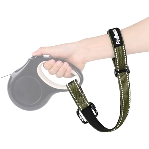 Dog Leash Wrist Strap with Lockable Clip for Dog Retractable Leash (Army Green / 1 Pack)